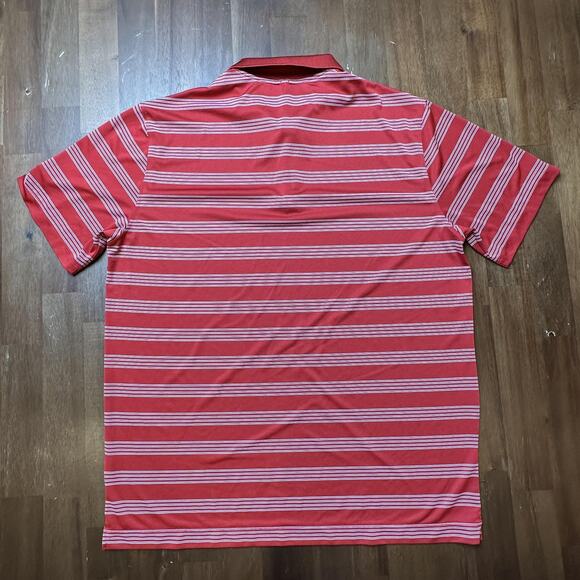 Nike Golf Polo Shirt Mens XL Red White Striped Dri-FIT Tour Performance Swoosh - Picture 5 of 9